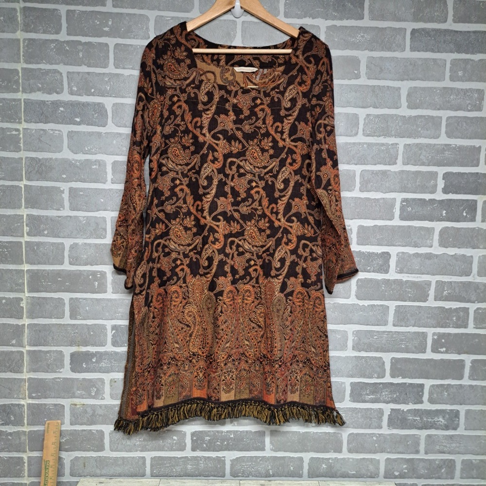 Soft Surroundings Womens Wool Autumn Paisley Tunic Dress Multi Woven‎ Size Small